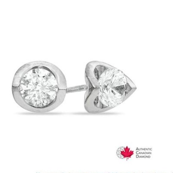 14K White Gold 0.20 CT. T.W. Certified CDT Earring - Picture 1 of 5